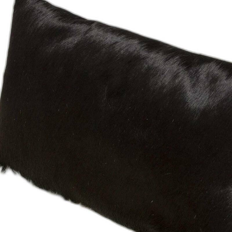 HomeRoots 12" X 20" X 5" Black Cowhide Pillow
