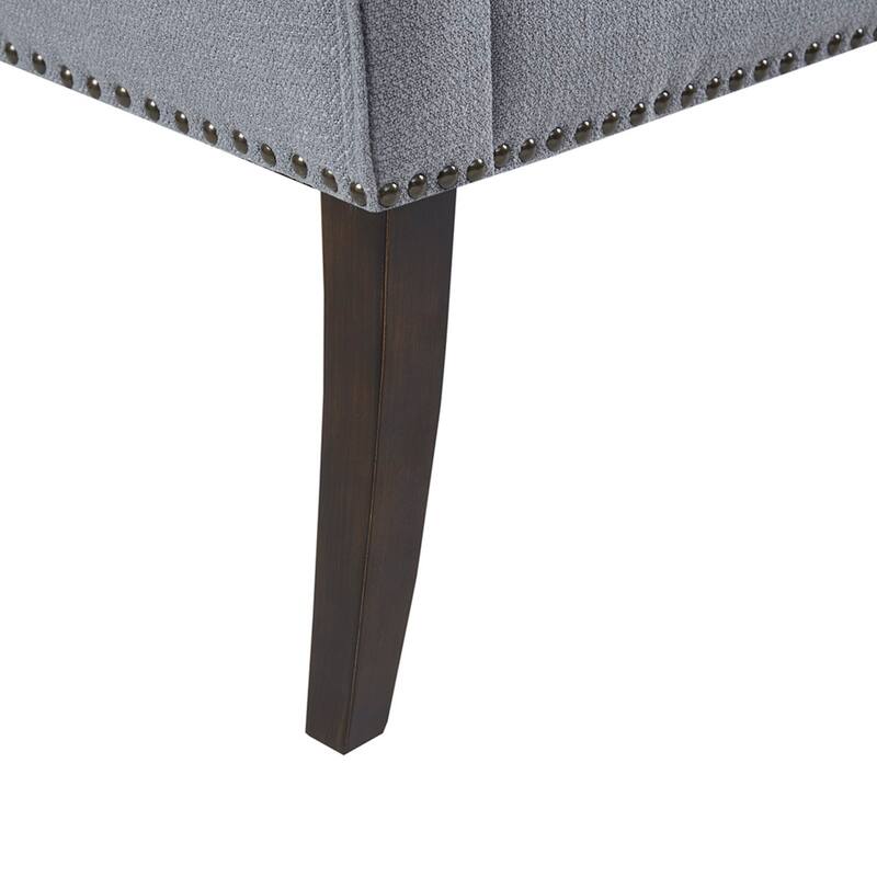 Roomfitters 49.5-Inch Upholstered Accent Bench, Morocco Wood Finish with Silver Nailhead Trim