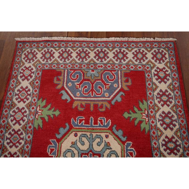 Red Kazak Accent Rug Handmade Traditional Wool Carpet - 2'7" x 4'0"