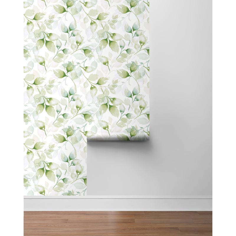 Luxe Haven Watercolor Tossed Leaves Peel and Stick Wallpaper