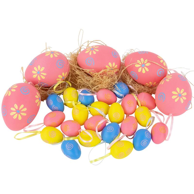 29ct Spring Easter Egg Ornaments - 3.25" - Pink/Blue/Yellow