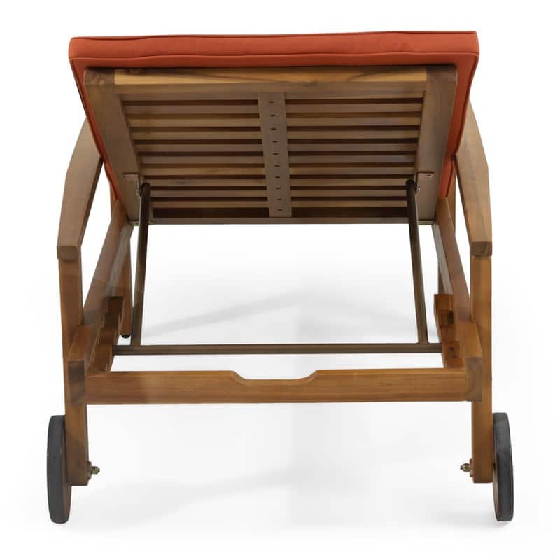 Spruce & Spring Acacia Wood Reclining Chaise Lounge