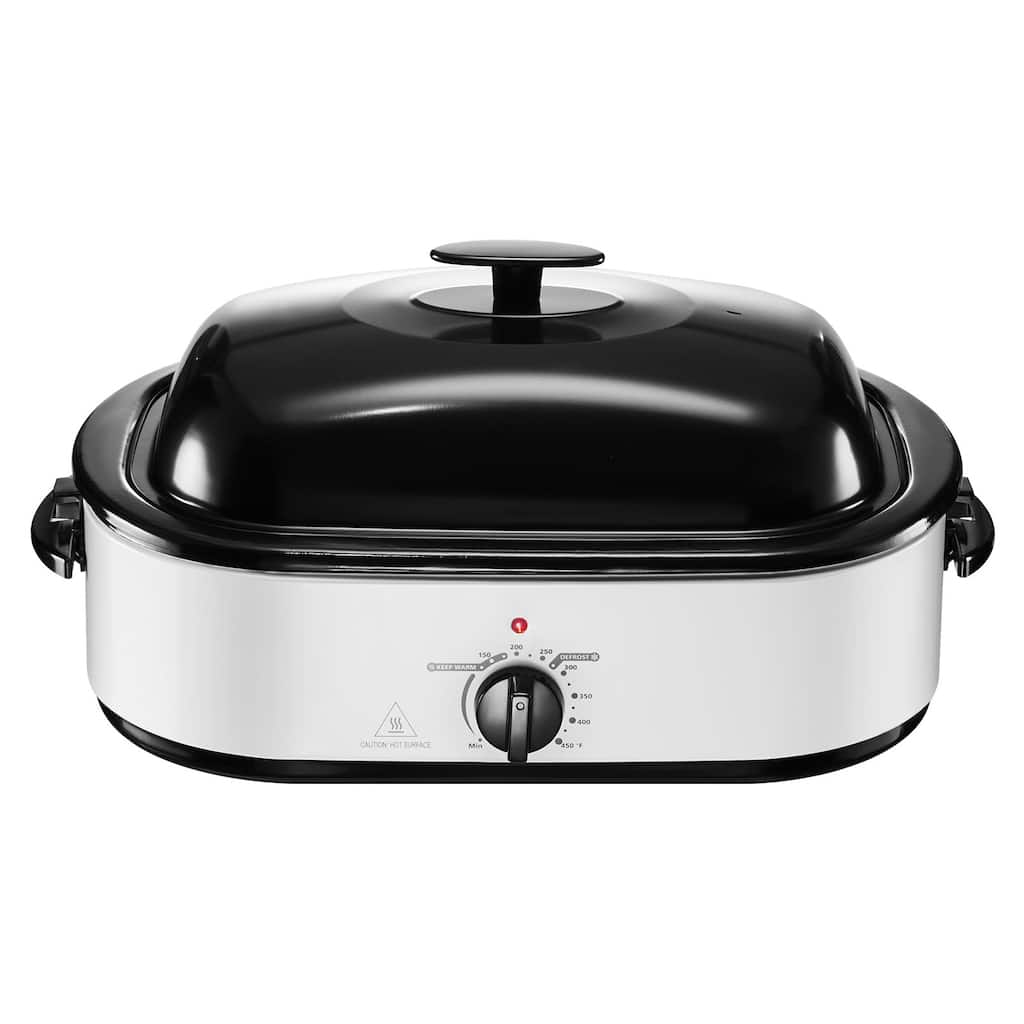 Black-Silver 18QT Electric Roaster Oven 1450W with Self-Basting Lid - 23.31 x 15.67 x 11.22 in.