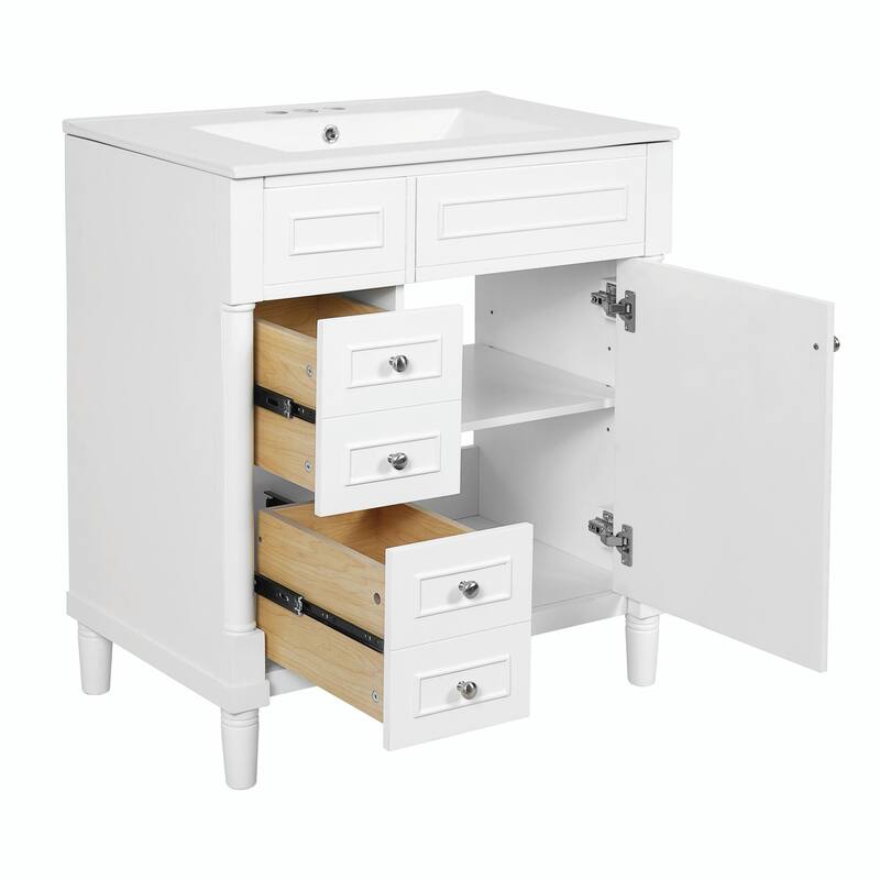 30" Bathroom Vanity with Sink, Freestanding Bathroom Storage Vanity Cabinet with Soft-Closing Door