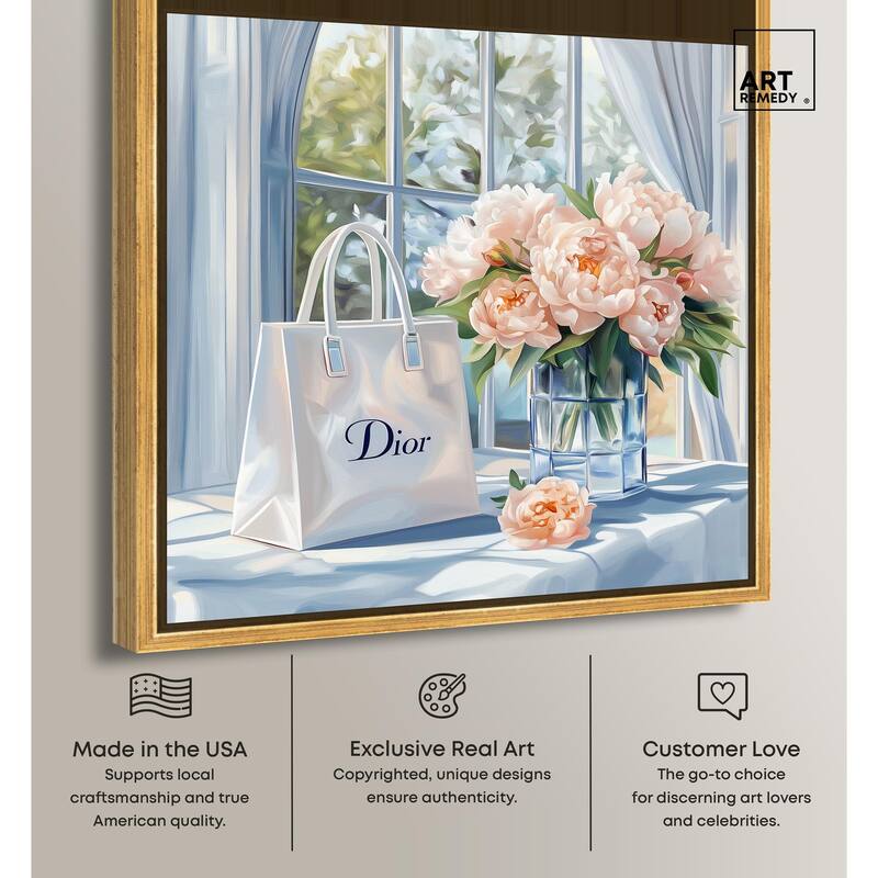 Bag and Peonies Canvas by Art Remedy