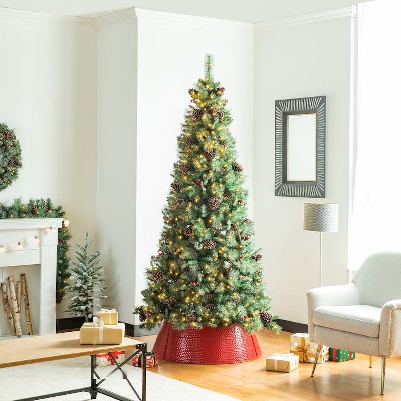 Glitzhome 40.5"D Christmas Hammered Metal Tree Collars