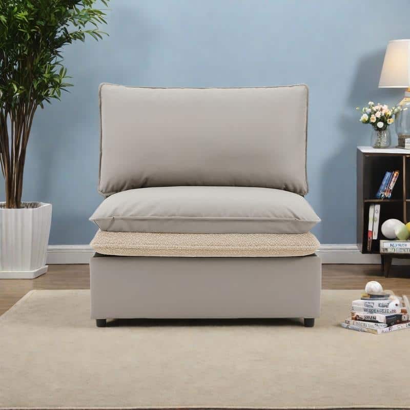 Fabric Wood Modern Oversized Armchair with Dual-Sided Cushions, Removable Covers and Modular Design