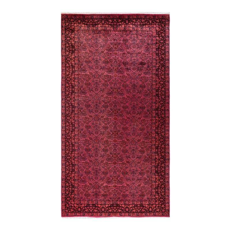 Overton Hand Knotted Wool Vintage Inspired Modern Contemporary Overdyed Pink Area Rug - 6' 2" x 12' 1"