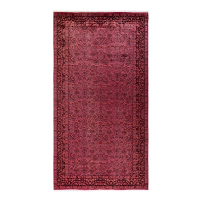 Overton Hand Knotted Wool Vintage Inspired Modern Contemporary Overdyed Pink Area Rug - 6' 2" x 12' 1"