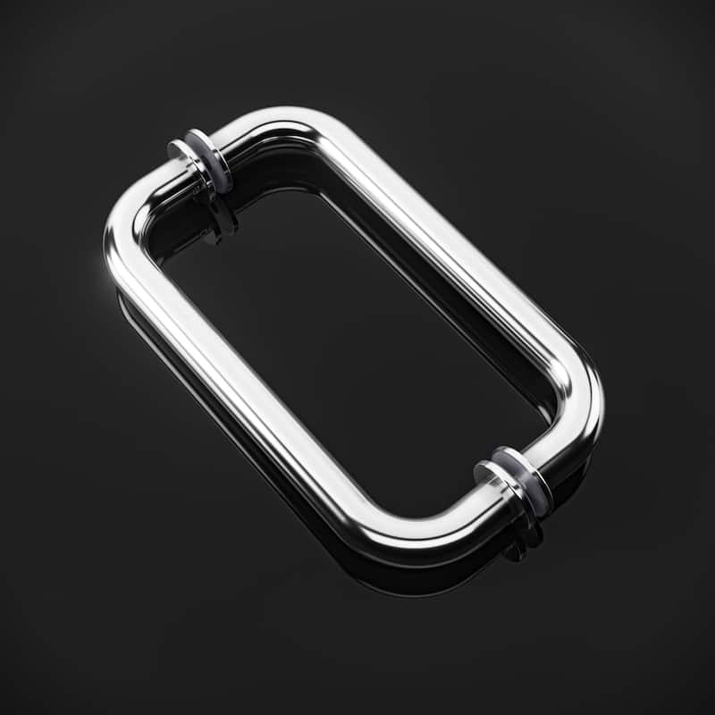 Elegant Back to Back Stainless Steel Shower Glass Door Pull Handle - 6" - Chrome