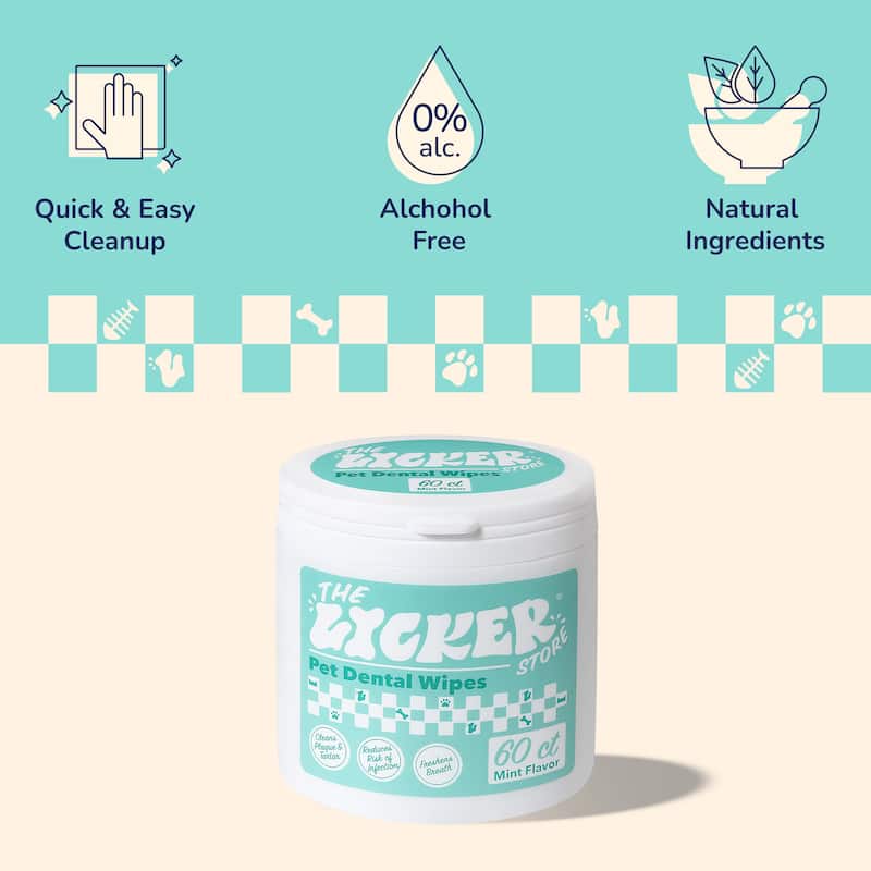 Dog Dental Finger Hypoallergenic Wipes with Extracts of Aloe Vera Leaf, Coconut Oil, Honey (60 Count) - 1-Pack - 60 Count