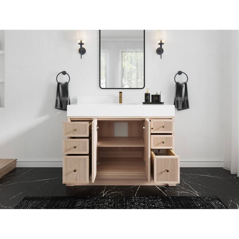 Willow Collections 48 in. W x 22 in. D Manhattan Oak Wood Single Sink Bathroom Vanity with Countertop