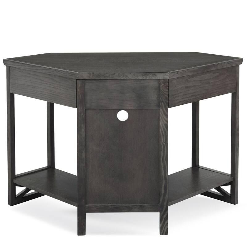 Boho Computer Desk with Drawer - Oak Finish Writing Table, 48" L x 24" W - Modern Office Desk
