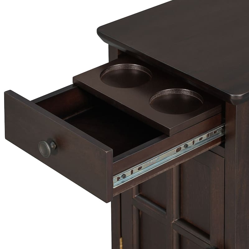 Classic Vintage Livingroom End Table, Side Table with USB Ports, and One Multifunctional Drawer with cup holders