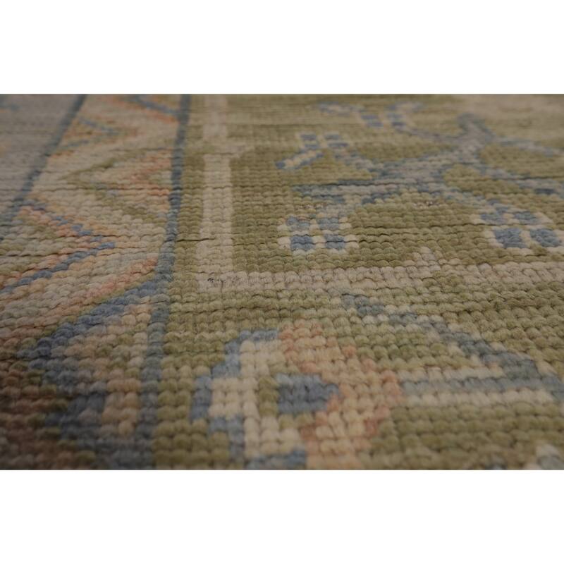 Vegetable Dye Oushak Turkish Area Rug Hand-Knotted Grey Wool Carpet - 9'5"x 12'1"