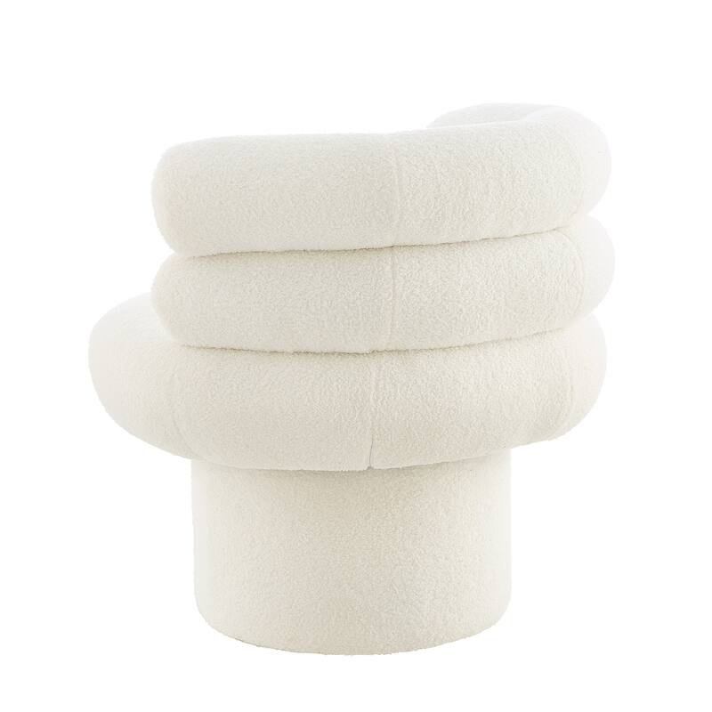 Roomfitters Round Swivel Accent Chair with Barrel Back, Teddy Fleece Vanity Chair