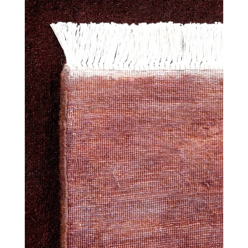 Overton Hand Knotted Wool Vintage Inspired Modern Contemporary Overdyed Brown Runner Rug - 2' 6" x 7' 10"