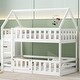 preview thumbnail 1 of 16, Solid Wood Twin Over Twin House Bunk Bed with Fence and Door White