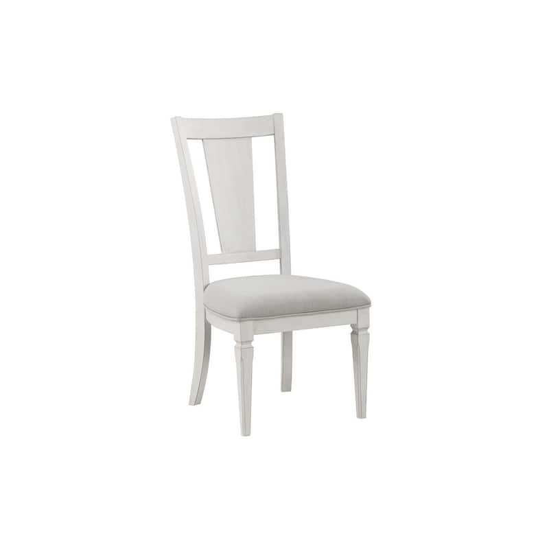Weathered White/Light Gray Fabric Upholstered Wood Frame Dining Chair, Set of 2, Sturdy Dining Chair for Dining Rooms - 21.75