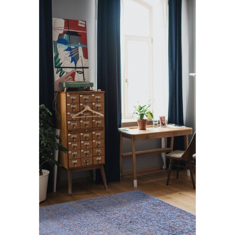 ECARPETGALLERY Hand-knotted Color Transition Sky Blue Wool Rug - 5'3 x 5'1