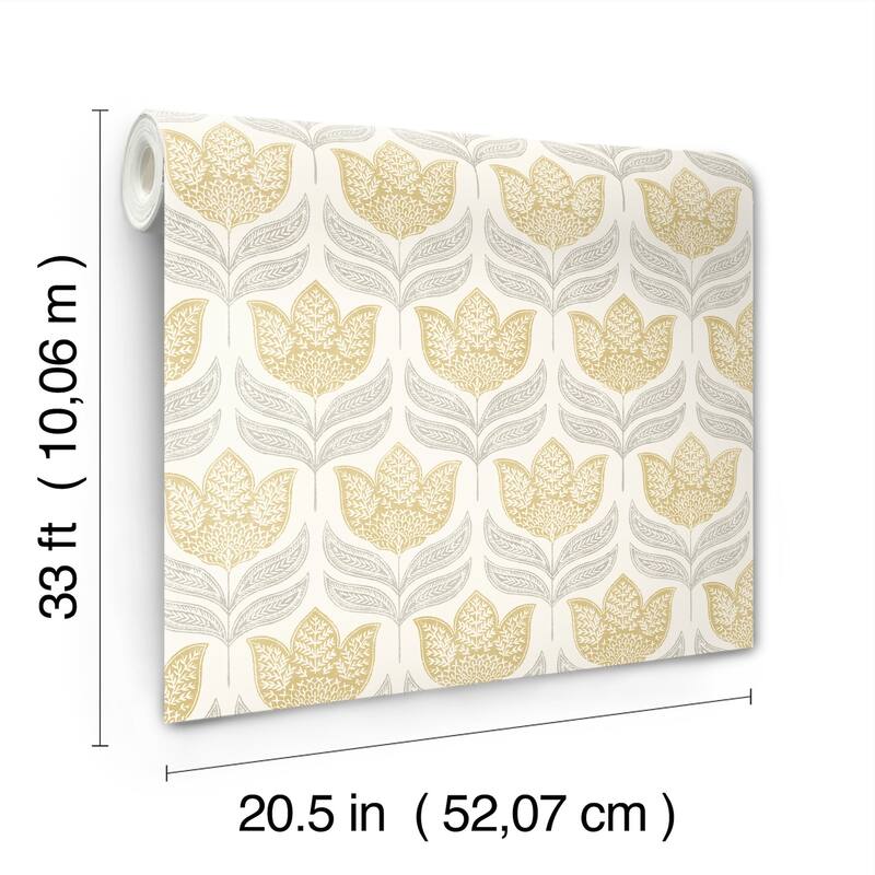 Chesapeake Cathal Mustard Tulip Block Print Wallpaper