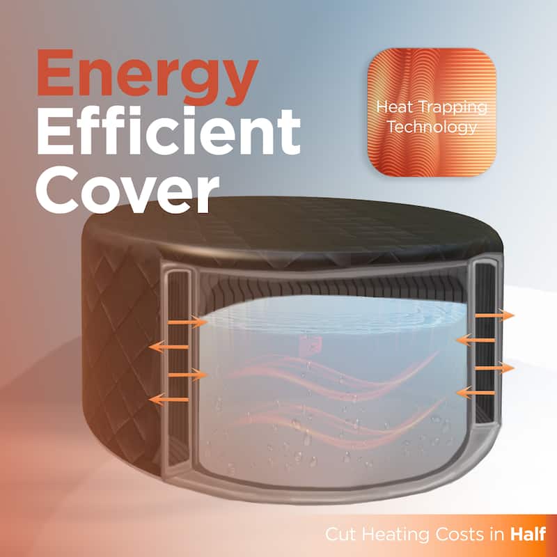 ALEKO Round Inflatable 4 Prs Hot Tub with Energy-saving Cover & Jets Black Diamond