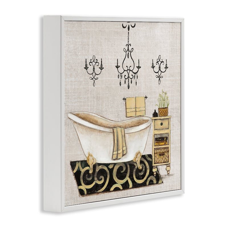 Stupell Vintage Luxurious Bathroom Tub Framed Giclee Art Design By Janet Tava
