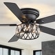 preview thumbnail 1 of 33, 52" Flush Mount 5-Blade Modern Crystal Indoor Ceiling Fan with Light Kit and Remote Black