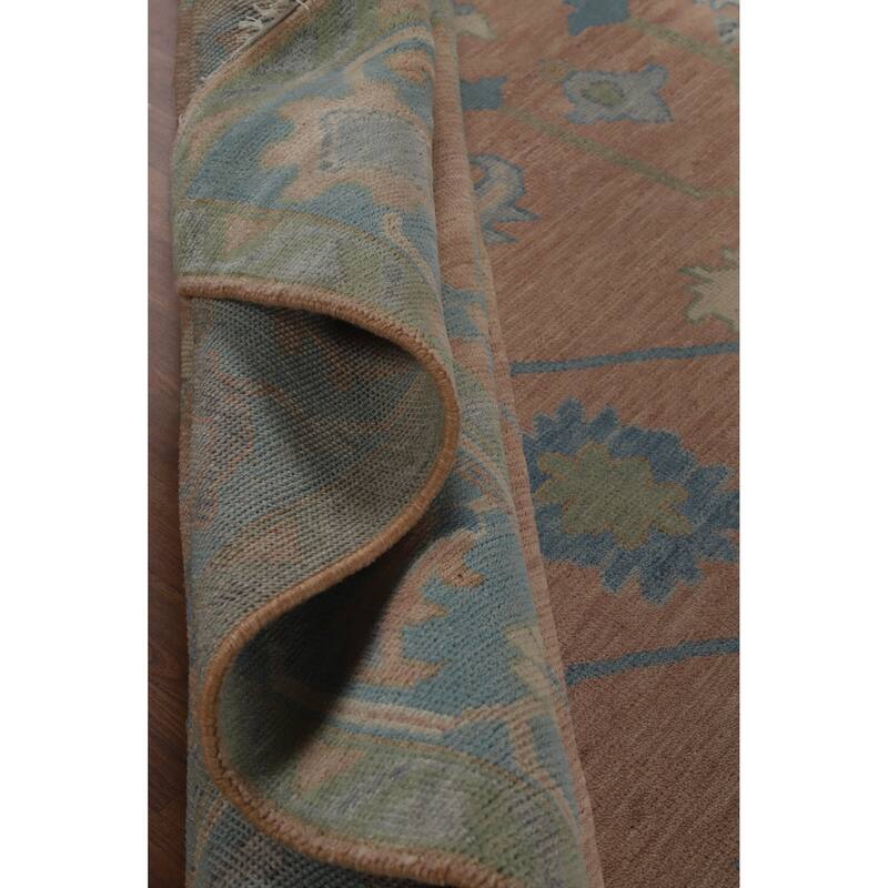 Hand Knotted Oriental 100% Wool Carpet Transitional All-Over Pink Oushak Area Rug - 11' 11'' X 9' 0''