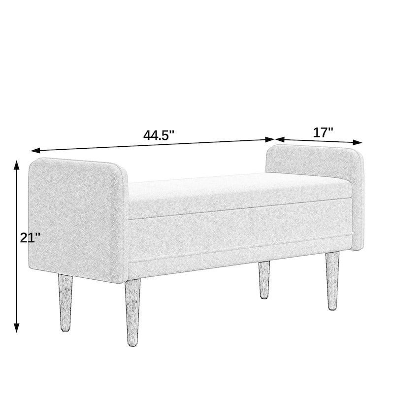 Black End of Bed Bench Storage Bench with Armrests, Minimalist Indoor Bench Leisure Bench Accent Bench