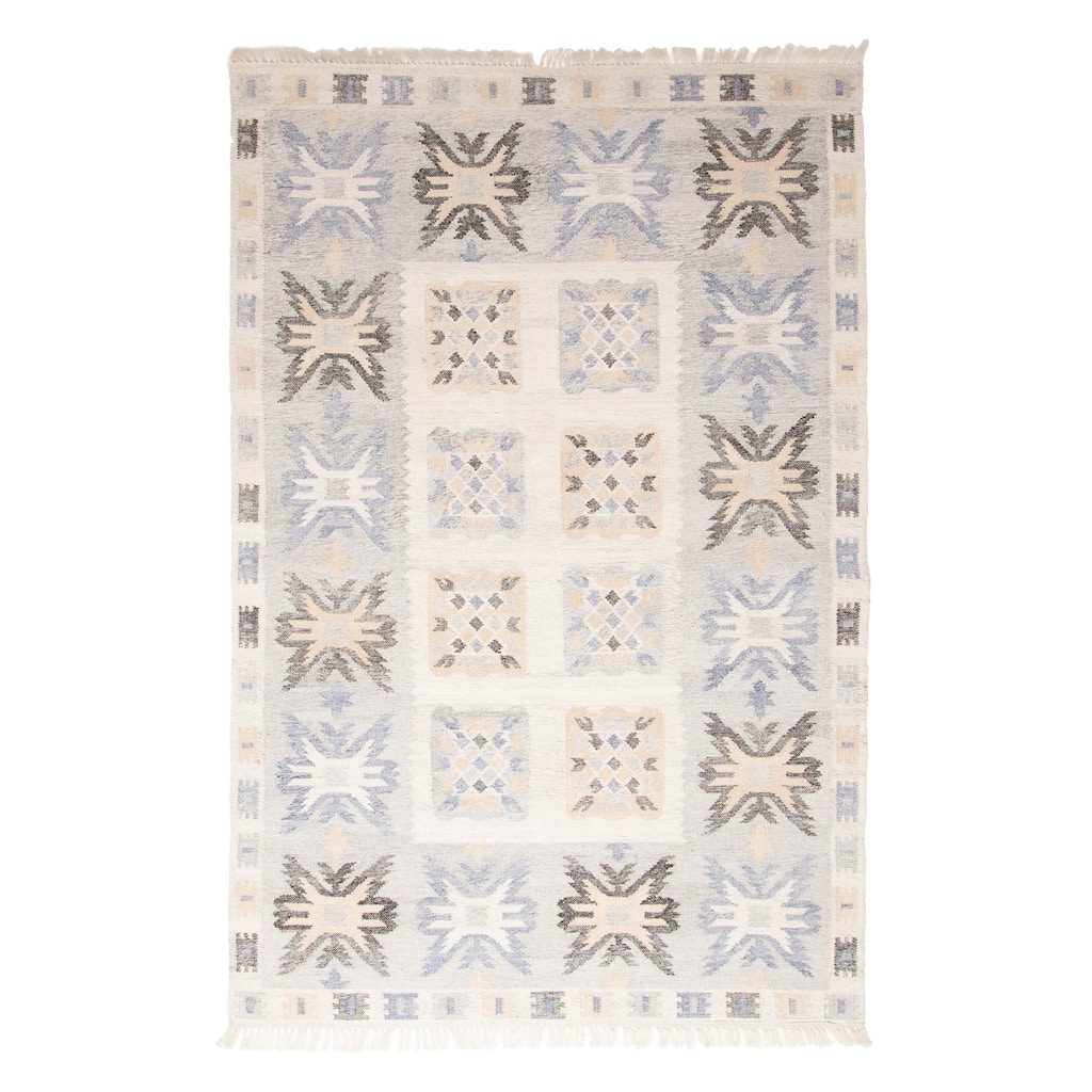 ECARPETGALLERY Flat-Weave Ankara FW Slate Blue Wool Kilim - 5'4 x 8'2