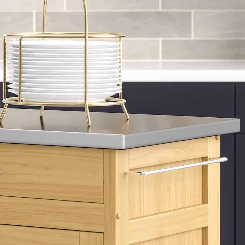 Homestyles Create-a-Cart Natural Mobile Kitchen Cart with Stainless Steel Top