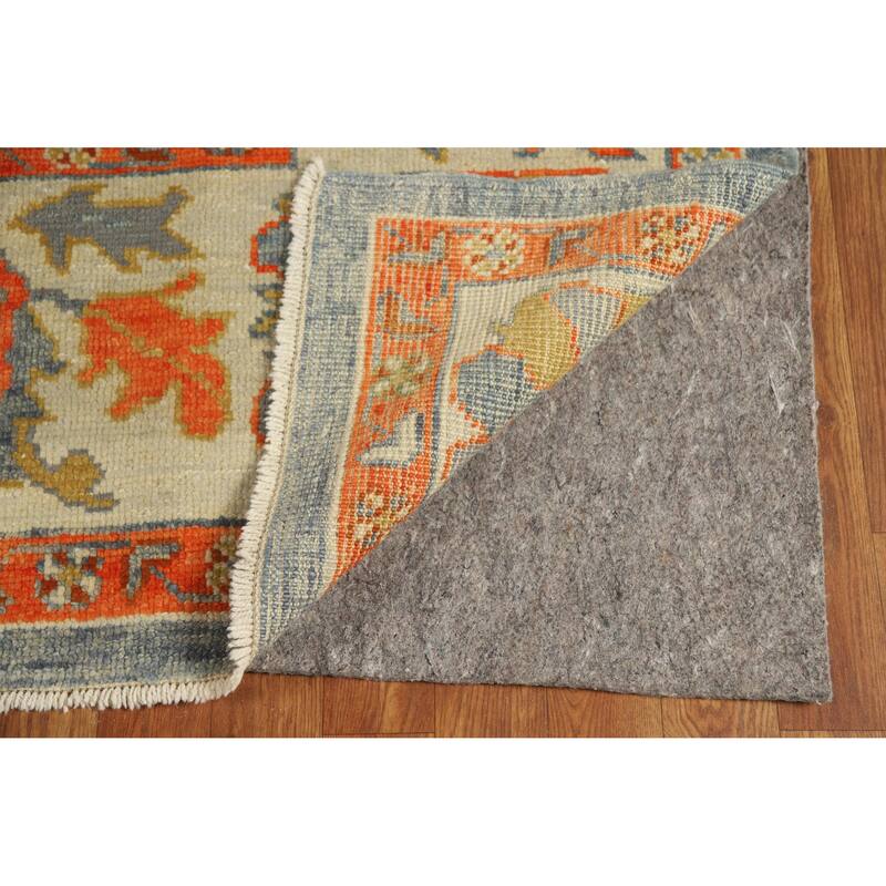 Hand Knotted Oriental 100% Wool Carpet Transitional All-Over Navy Blue & Blues Oushak Area Rug - 10' 6'' X 7' 11''