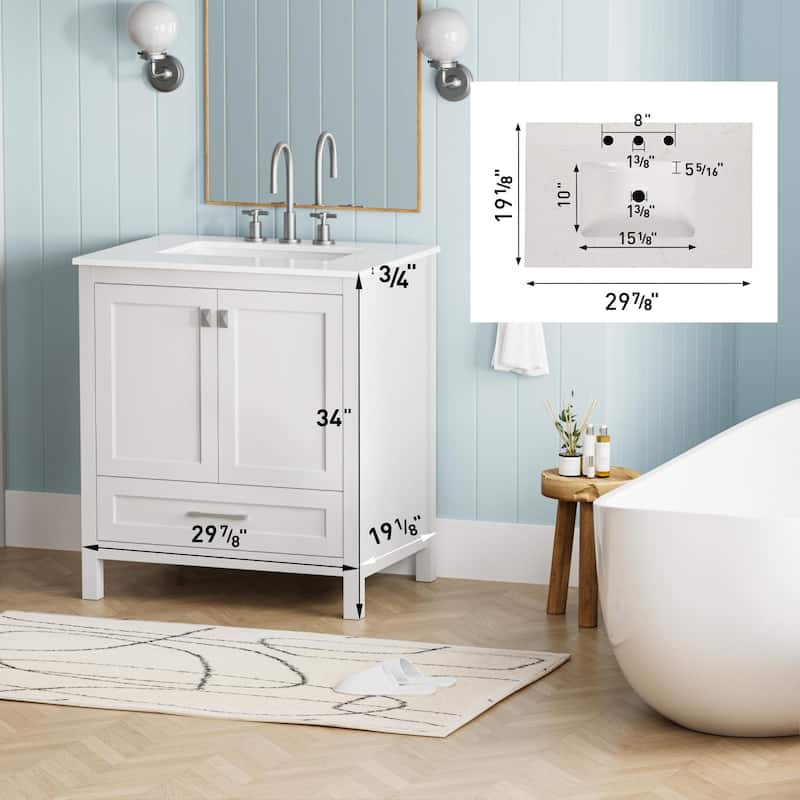 30-inch Freestanding Bathroom Vanity with Sink