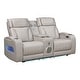 preview thumbnail 12 of 16, Jazz 74"W Leather Aire Power Reclining Loveseat w/Power Headrest, Bluetooth Speakers, LED, USB Ports, Storage & Cupholders
