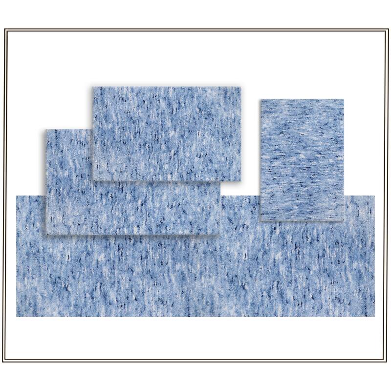 Home Weavers Cloud Comfort 100% Microfiber Bathroom Rug Non Slip Bath & Water Absorbent Soft Bath Mat 4 PC Set with Runner - 17"x24", 21"x34", 24"x40", 22"x60" - Blue