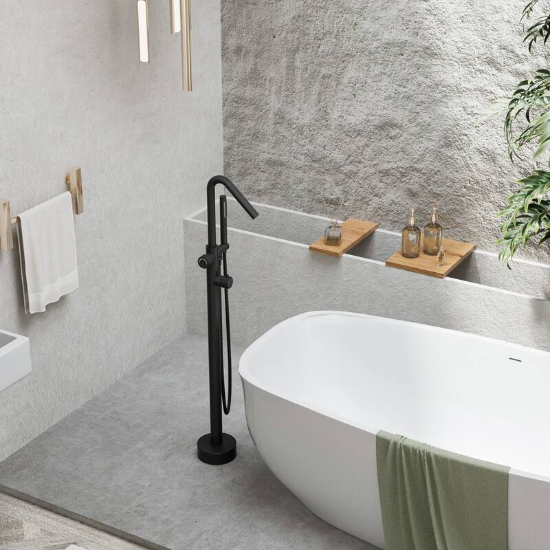 Modland 46''H Outdoor Shower System 316 Stainless Steel Thermostatic Freestanding Poolside Faucet with Swivel Spout - 46'' H