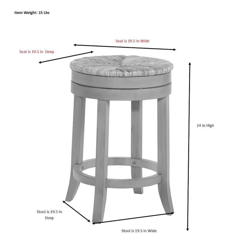 The Curated Nomad Aragon Rush Seat Swivel 24-inch Counter Stool