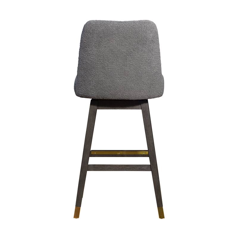 HomeRoots 30" Gray Solid Wood Bar Height Swivel Bar Chair
