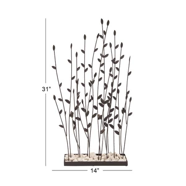 Black Metal Floral Decorative Sculpture with Loose Stones