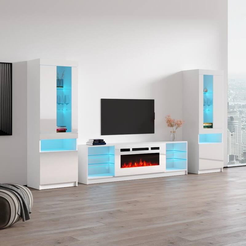 Boston WH01 Electric Fireplace Modern Wall Unit Entertainment Center