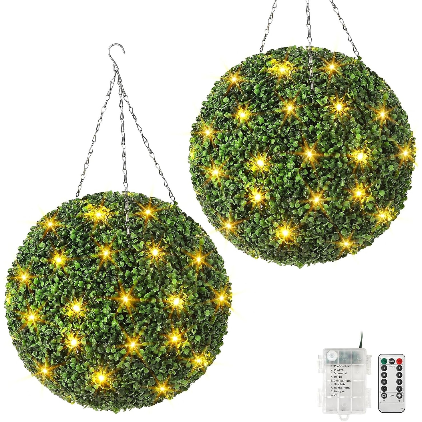20IN Lighted Topiary Ball 2pcs 40LED 8 Modes for Home & Yard