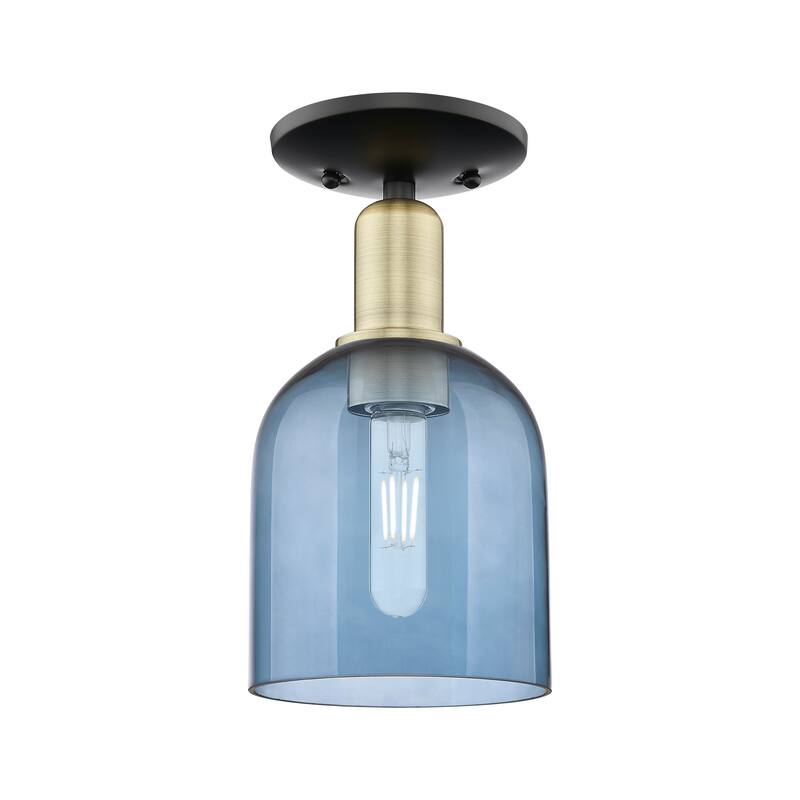 Innovations Lighting Endless Possibilities Arcadia - Bella - 1 Light 6" Semi-Flush Mount - Blue/Black Antique Brass