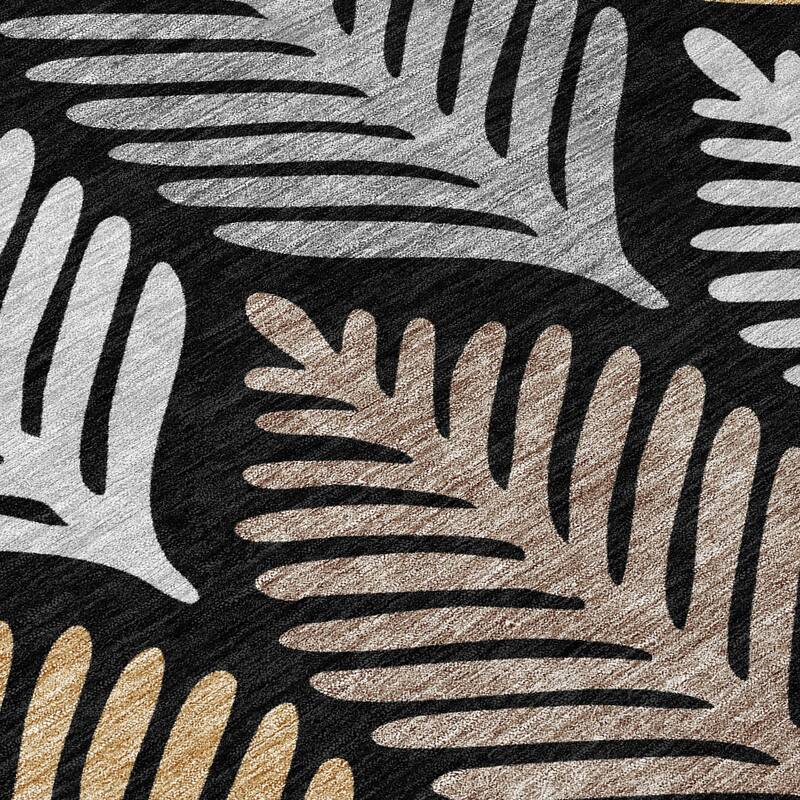 Machine Washable Indoor/ Outdoor Modern Fern Chantille Rug