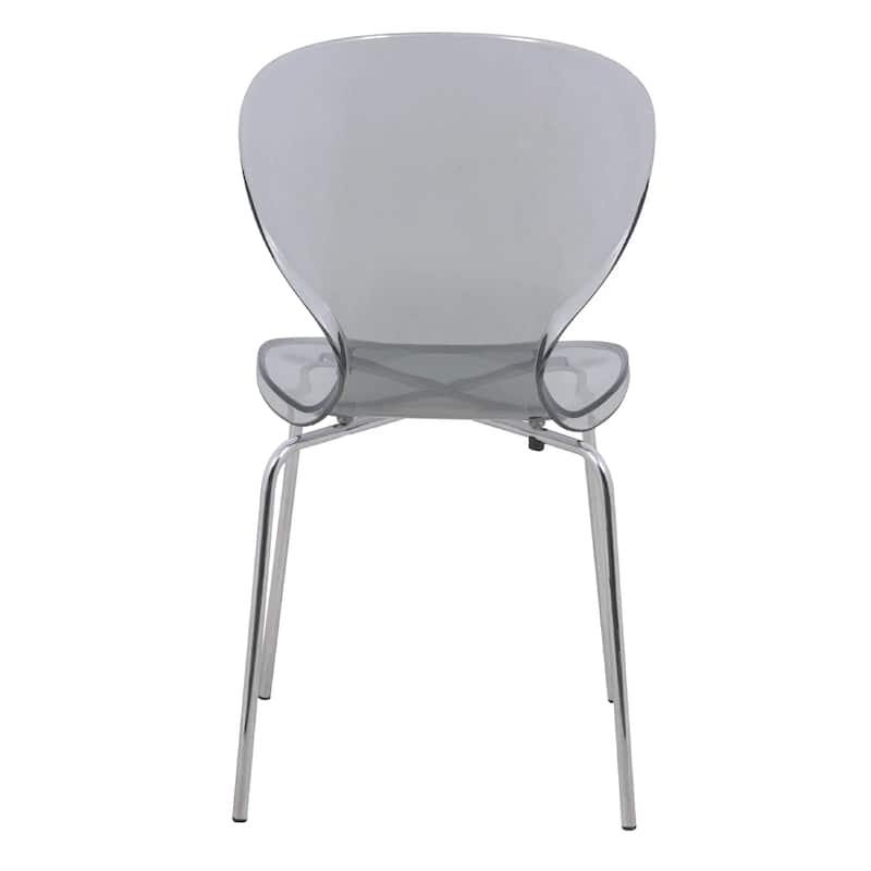Oyster Modern Ergonomic Transparent Stackable Dining Side Chair with X Shaped Frame Rounded Seat Edge for Indoor Outdoor Use