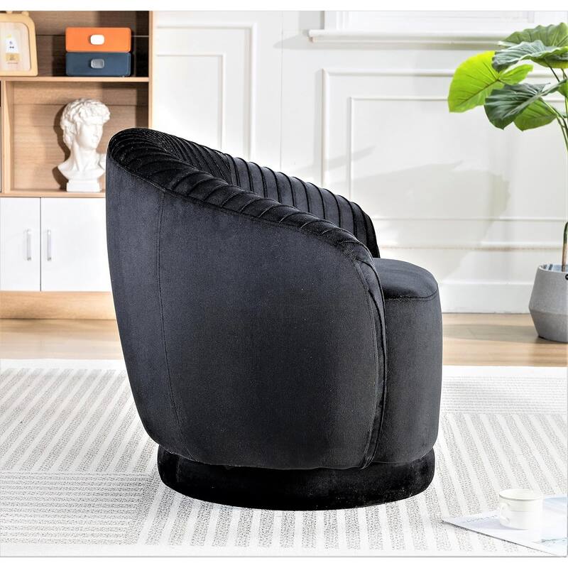 US Pride Furniture Contemporary Velvet Swivel Barrel Chair with 360° Spin Capability Round Accent One-Seater Sofa