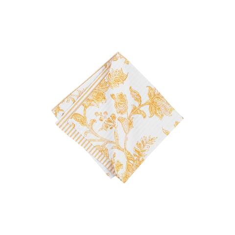 Miriam Ochre Reversible Yellow Damask Napkin Set of 6 - Set of 6
