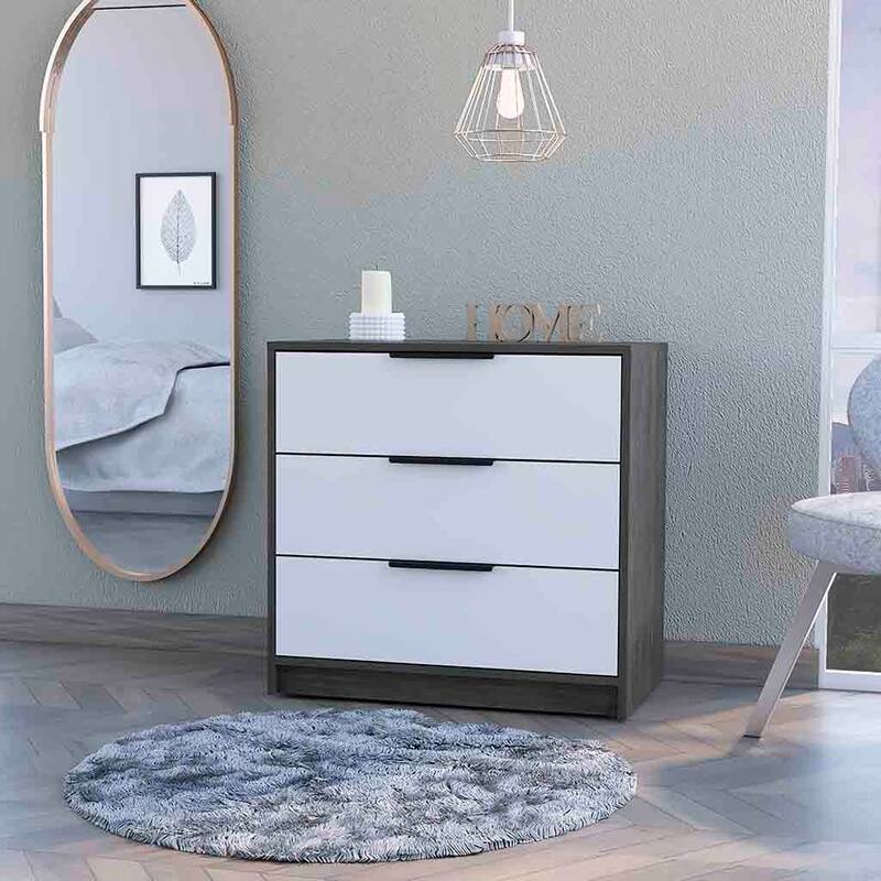 Cannon 3-Drawer Dresser Smokey Oak and White - Black