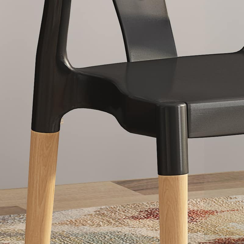 Modern Outdoor Set of 2 Dining Chairs with Crossback Design Wooden Legs, for Dining Room Living Room Balcony and Patio