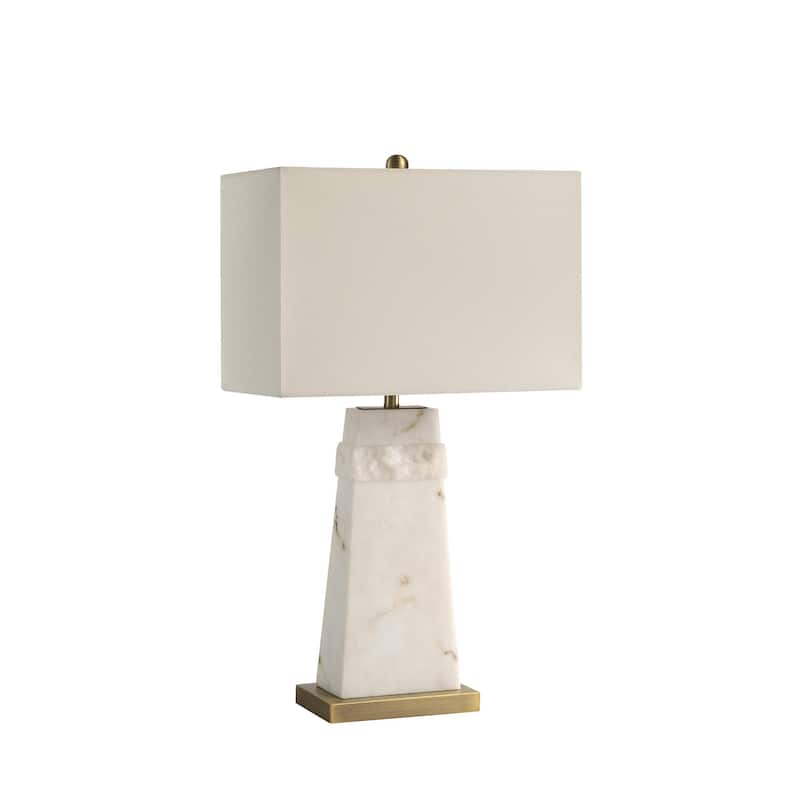Alabaster Table Lamp with Drum Shade - 28" - White